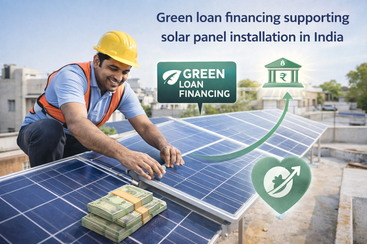 Green loan financing supporting solar panel installation in India